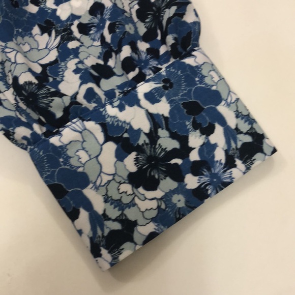 Brooks Brothers 10 Blue & White Floral Blouse Top Button Down Bow tie Excellent - Picture 5 of 10